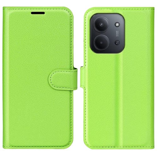 Funda de cuero con tapa horizontal y soporte para Redmi 15C 4G EU / 15C 5G (173,1 mm, textura de lichi) (verde)