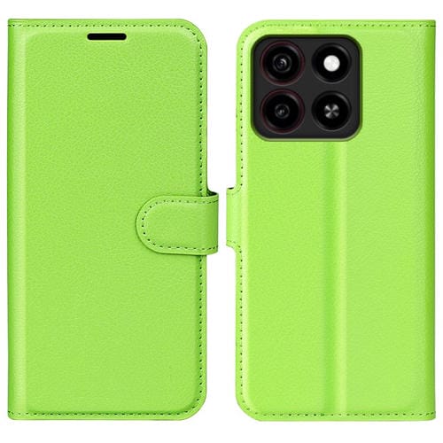 Funda de Cuero para ZTE Blade A35 con Tapa Horizontal, Textura de Lichi y Soporte (Verde)