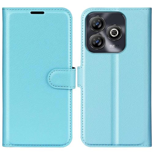 Funda de Cuero con Tapa Horizontal y Textura de Lichi para ZTE Blade A75 con Soporte (Azul)