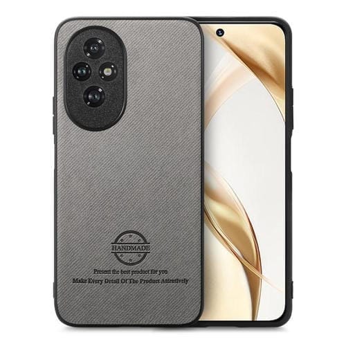 Funda para Teléfono Honor 200 Pro con Parte Trasera de Piel y Tejido de Sarga (Gris)
