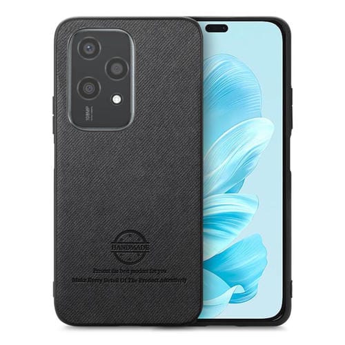 Funda para Teléfono Honor 200 Lite con Parte Trasera de Piel y Tejido de Sarga (Negra)