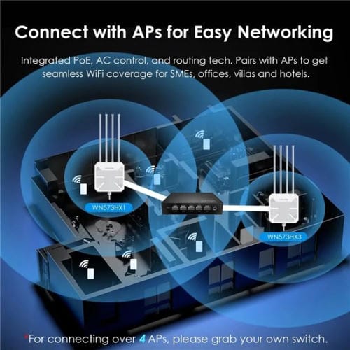 Conmutador PoE WAVLINK WN701AE IEEE 802.3AF/AT con detección automática y gestión centralizada de puntos de acceso. Enchufe: Reino Unido.