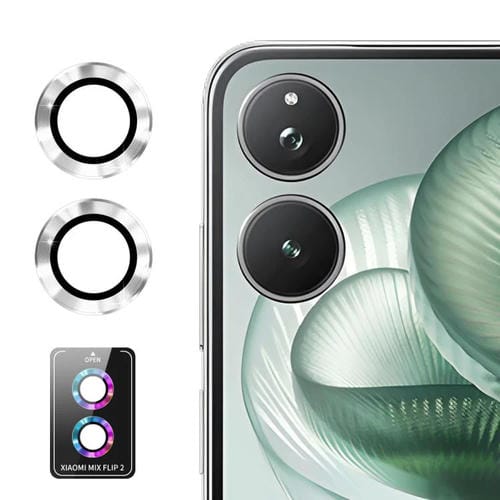 ENKAY Hat-Prince - Lente de cámara trasera 9H con película de vidrio templado de aleación de aluminio para Xiaomi Mix Flip 2 (plateado)