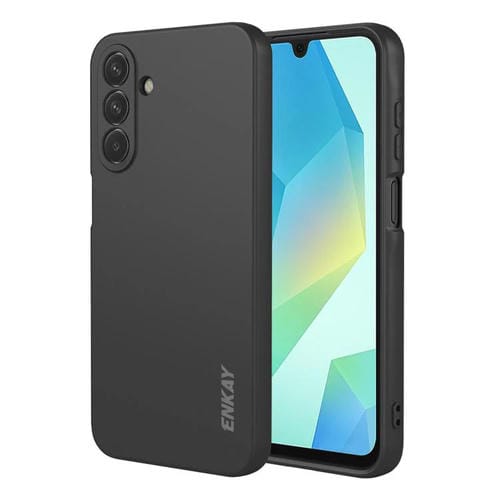 ENKAY - Funda de silicona líquida suave y resistente a los golpes para Samsung Galaxy A17 (negra)