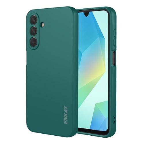 ENKAY - Funda de silicona líquida suave y a prueba de golpes para Samsung Galaxy A17 (verde oscuro)