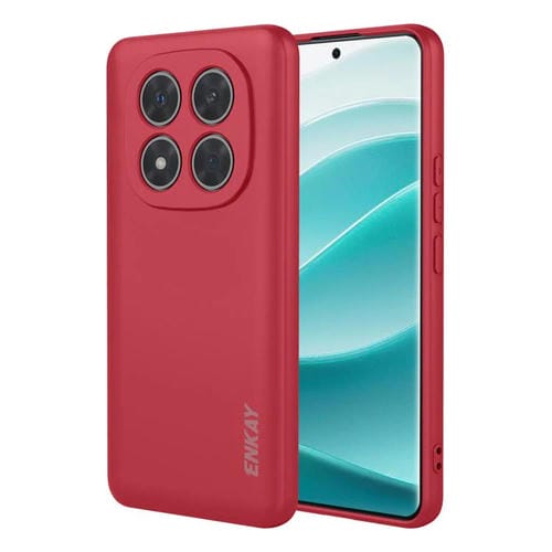 ENKAY - Funda de silicona líquida suave y a prueba de golpes para Redmi Note 14 Pro 5G Global (roja)
