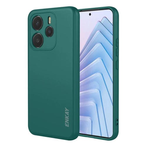 Funda ENKAY de silicona líquida suave y a prueba de golpes para Redmi Note 14 4G (164 mm) (verde oscuro)