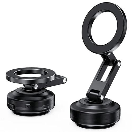 Soporte de teléfono para coche con brazo plegable X63, ventosa de aleación de aluminio (negro)