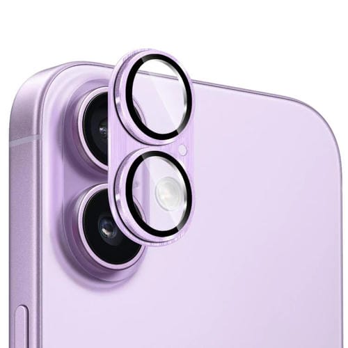 ENKAY - Lente de cámara antirreflejos de aleación de aluminio cepillado con película de vidrio templado para iPhone 17 (morado claro)