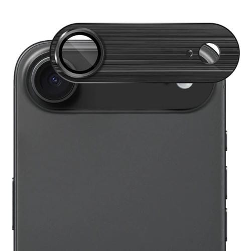 ENKAY - Lente de cámara antirreflejos de aleación de aluminio cepillado con película de vidrio templado para iPhone 17 Air (negro)