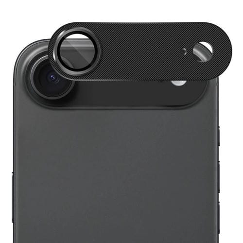 Película protectora de lente de vidrio templado ENKAY con textura de CD y aleación de aluminio para iPhone 17 Air (negro)