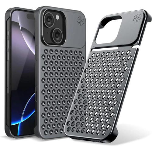 Funda de aleación de aluminio Kalebol con aromaterapia para iPhone 14 (gris)