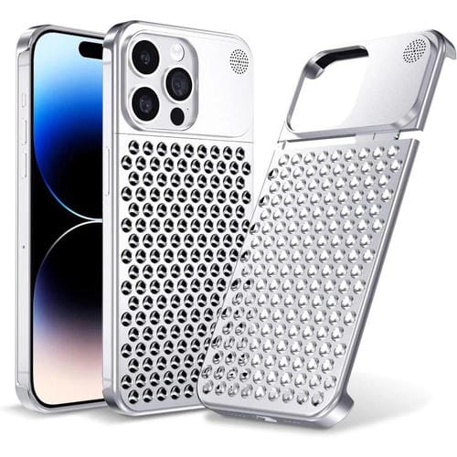 Funda de aleación de aluminio Kalebol con aromaterapia para iPhone 14 Pro (plateada)