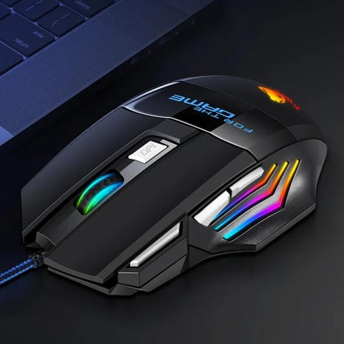 Ratón para Juegos T-Wolf M1 con Cable USB y Luz Ambiental RGB de 7 Teclas (Negro)