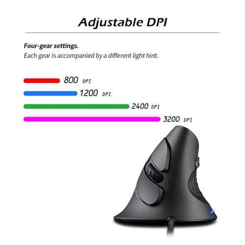 Ratón con Cable Ergonómico Desmontable Zelotes T30 con Agarre Vertical y 6 Teclas (Luz de Respiración de 7 Colores)