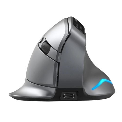 Ratón Inalámbrico Zelotes F-26C con Agarre Vertical, Pantalla LED, 8 Teclas, Modo Dual 2,4G y Bluetooth (Gris)