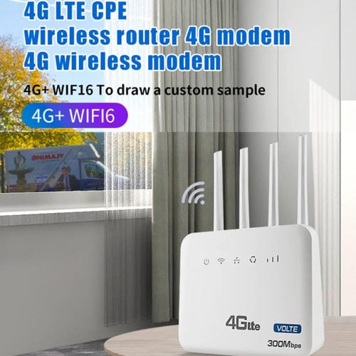 Enrutador de Tarjeta SIM Inalámbrico 4G WIFI6 Volte CPE Versión Estadounidense con RJ45 y RJ11 (Blanco) Enchufe Estadounidense