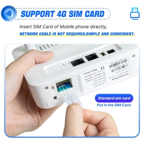 Enrutador de Tarjeta SIM Inalámbrico 4G WIFI6 Volte CPE Versión Europea con RJ45 y RJ11 (Enchufe UE)