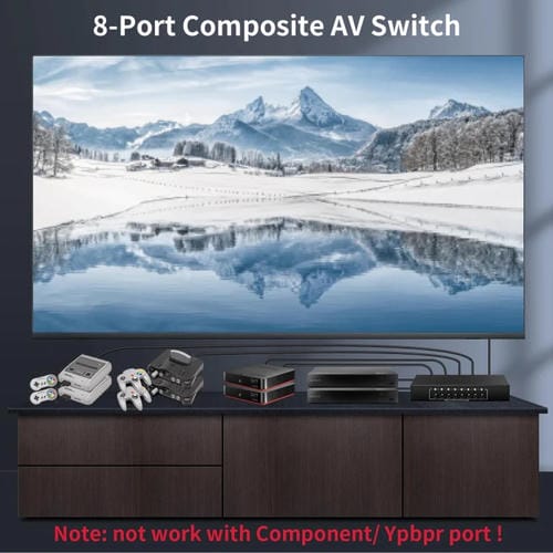 Conmutador de Audio y Video AV VSW81 8 Entradas 1 Salida Divisor de Conmutación RCA (Negro)