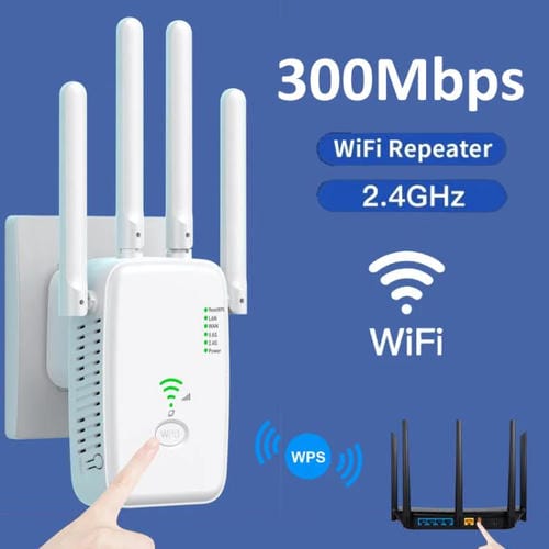 Repetidor Inalámbrico Urant U11 300 Mbps 2,4 GHz Amplificador Señal WIFI Compatible WPS Enchufe Británico (Blanco)
