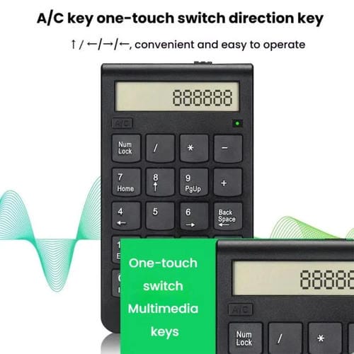 Teclado Numérico Digital Inalámbrico Recargable con Pantalla de Modo Dual 2,4 G para Cajero de Oficina