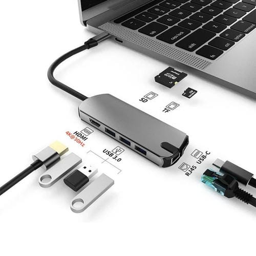 Estación de Acoplamiento USB-C 8 en 1 con Puerto Gigabit Ethernet y HDMI 4K 30 Hz