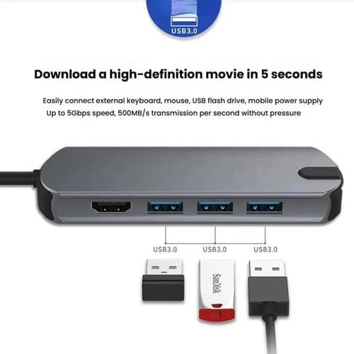 Estación de Acoplamiento USB-C 8 en 1 con Puerto Gigabit Ethernet y HDMI 4K 30 Hz