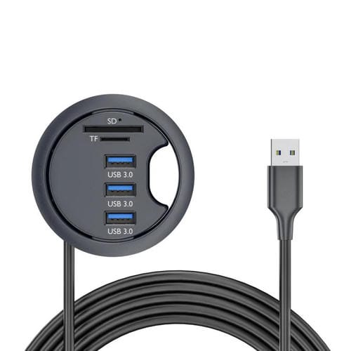 Estación de Acoplamiento Divisora para Escritorio con 3 Puertos USB 3.0, TF y SD, Cable de 1,2 m
