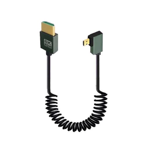 Cable HDMI 2.1 8K 60 Hz Micro HDMI con Resorte y Curvatura Izquierda 0,5 m
