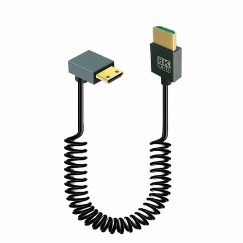 Cable HDMI 2.1 Resorte 8K 60 Hz 0,5 m Mini HDMI Curvatura Positiva