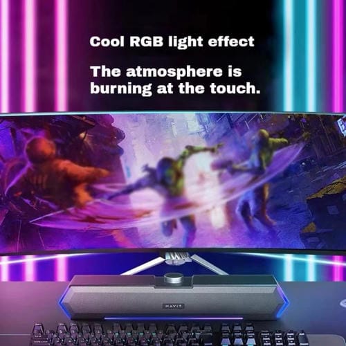 Altavoz con Cable para Computadora de Escritorio Havit M19 con Iluminación RGB y Micrófono Bluetooth