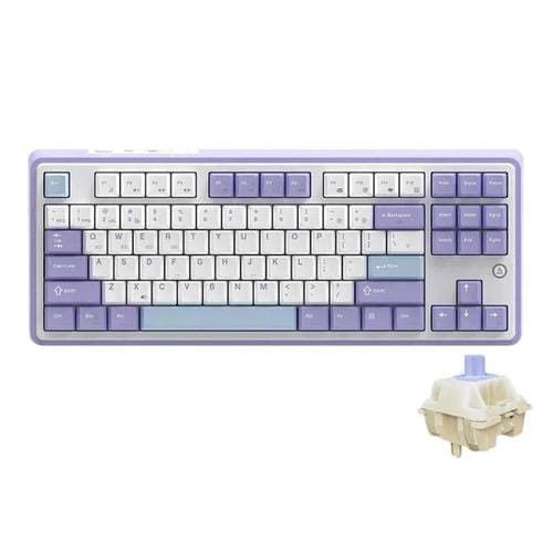Teclado Mecánico Inalámbrico Bluetooth Trimodo Ajazz AK870 para Juegos con Intercambio en Caliente Personalizado RGB (Axis Purple)