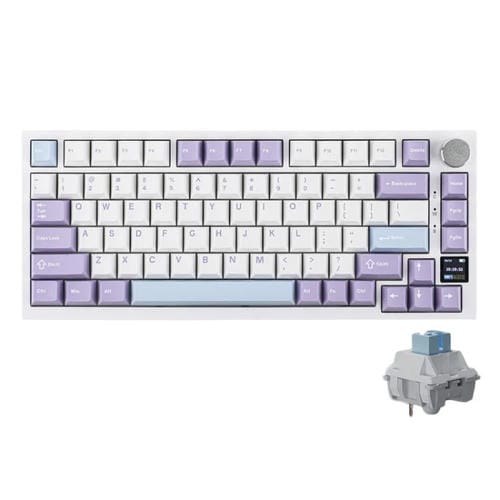 Teclado Mecánico para Juegos Ajazz Ak820 Pro Inalámbrico Bluetooth Tres Modos Junta Intercambiable Pantalla TFT (Flying Fish Spindle Purple)