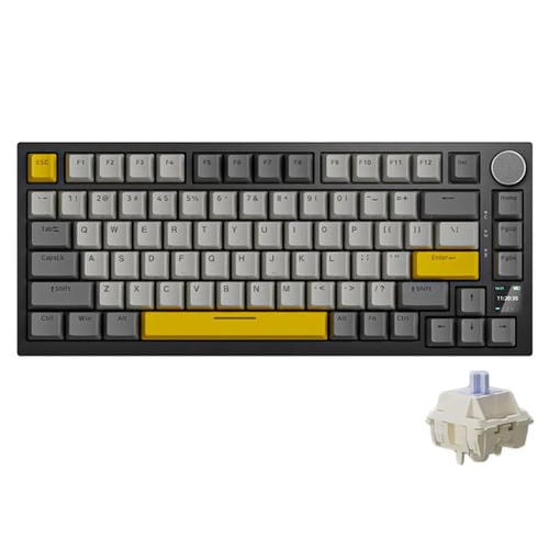 Teclado Mecánico para Juegos Ajazz Ak820 Pro Inalámbrico Bluetooth Trimodo Personalizado Junta Intercambiable en Caliente Pantalla TFT (Negro Axis)