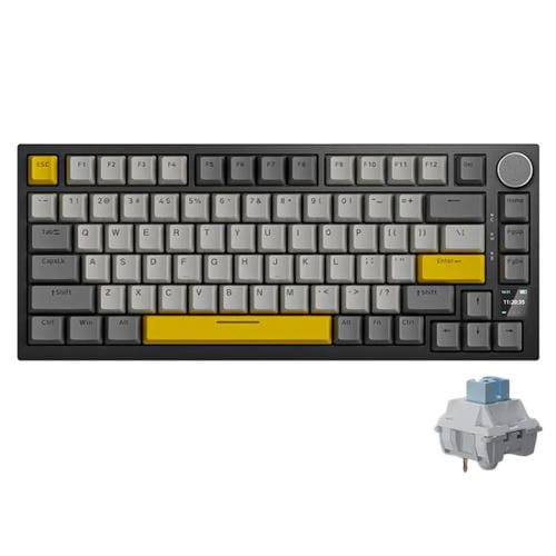 Teclado Mecánico para Juegos Ajazz Ak820 Pro Inalámbrico Bluetooth Tres Modos Junta Intercambiable Pantalla TFT (Flying Fish Spindle Negro)