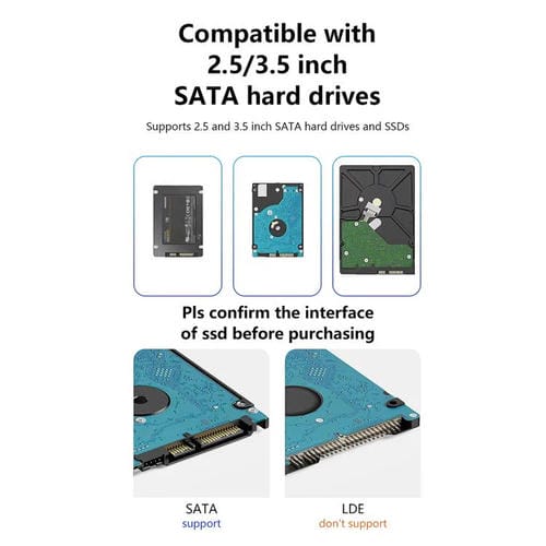 Caja de Disco Duro Móvil Blueendless Db3502F Doble Bahía 2,5/3,5 Pulgadas USB 3.0 Tipo C (Enchufe Australiano)