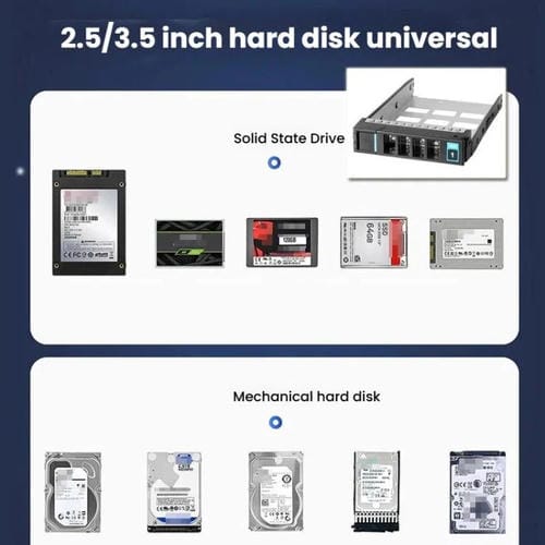 Jaula para Disco Duro de 5 Bahías Intercambiable en Caliente Compatible con HDD/SSD de 3,5" y 2,5" y 3 Unidades Ópticas de 5,25"