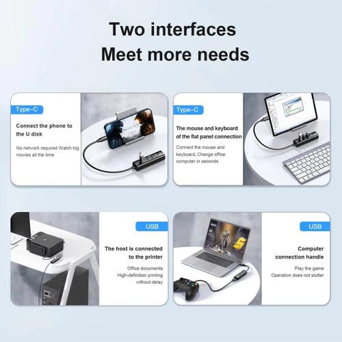 Estación de Acoplamiento Mindpure US023 con Concentrador Tipo C a 4 Puertos USB 3.0 de 0,3 M