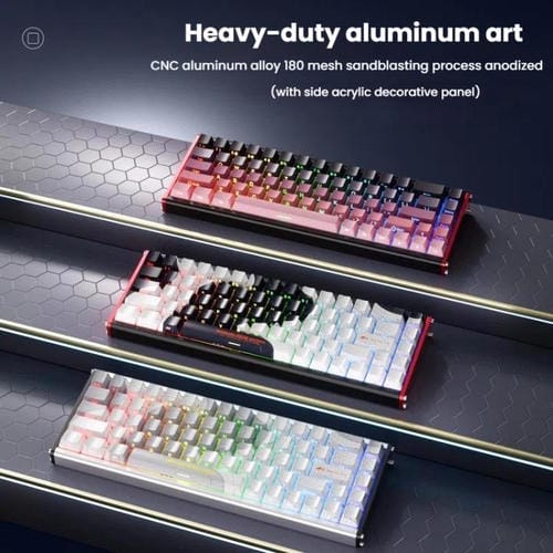 Teclado Mecánico Ajazz Alux 68 Max RGB con Eje Magnético y Cable Único para Armar (Botella de Nieve)