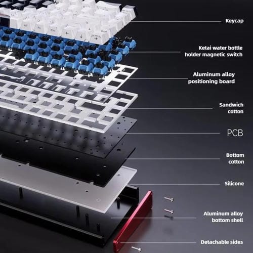 Teclado Mecánico Ajazz Alux 68 Max RGB con Eje Magnético y Cable Único para Armar (Botella de Nieve)