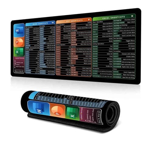 Alfombrilla de Escritorio N.° 3 Antideslizante con Atajos de Teclado y Comandos de Ordenador 300 x 700 x 3 mm