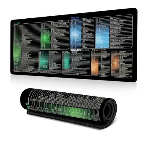 Alfombrilla de Escritorio N.° 18 con Acceso Directo al Teclado y Comandos de Ordenador, Antideslizante para Oficina, 300 x 800 x 2 mm