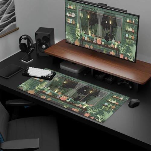 Alfombrilla de ratón con diseño de rana base goma antideslizante para portátil (Verde) 300x800x2 mm