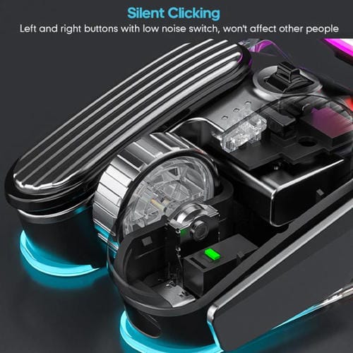 Ratón inalámbrico IMICE T800 para juegos con Bluetooth modo dual recargable iluminación RGB (Negro)