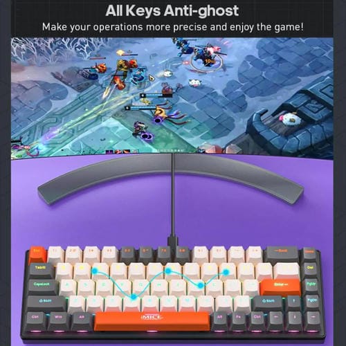 Teclado mecánico iMICE GK-690 con cable tipo C (Blanco y Rosa)