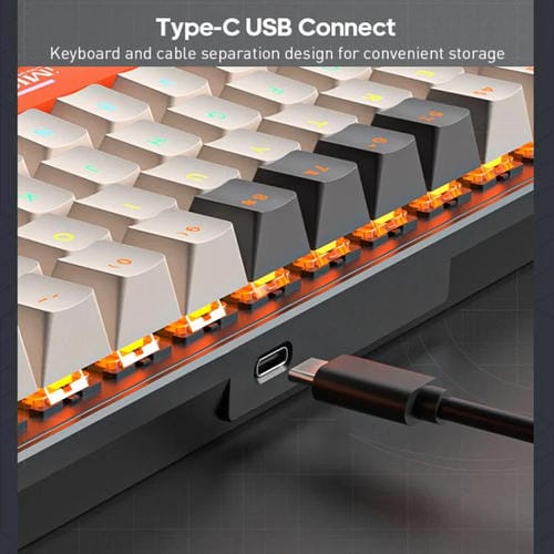 Teclado mecánico iMICE GK-690 con cable tipo C (Blanco y Rosa)