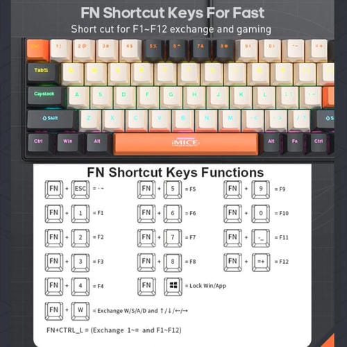 Teclado mecánico iMICE GK-690 con cable tipo C (Blanco)