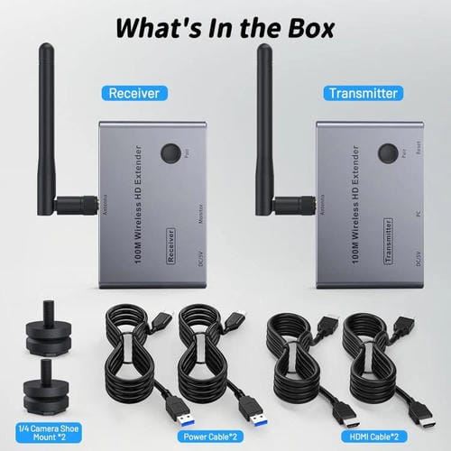 Extensor HDMI inalámbrico 2 en 1 4K 30 Hz 100 m transmisor y receptor punto a punto