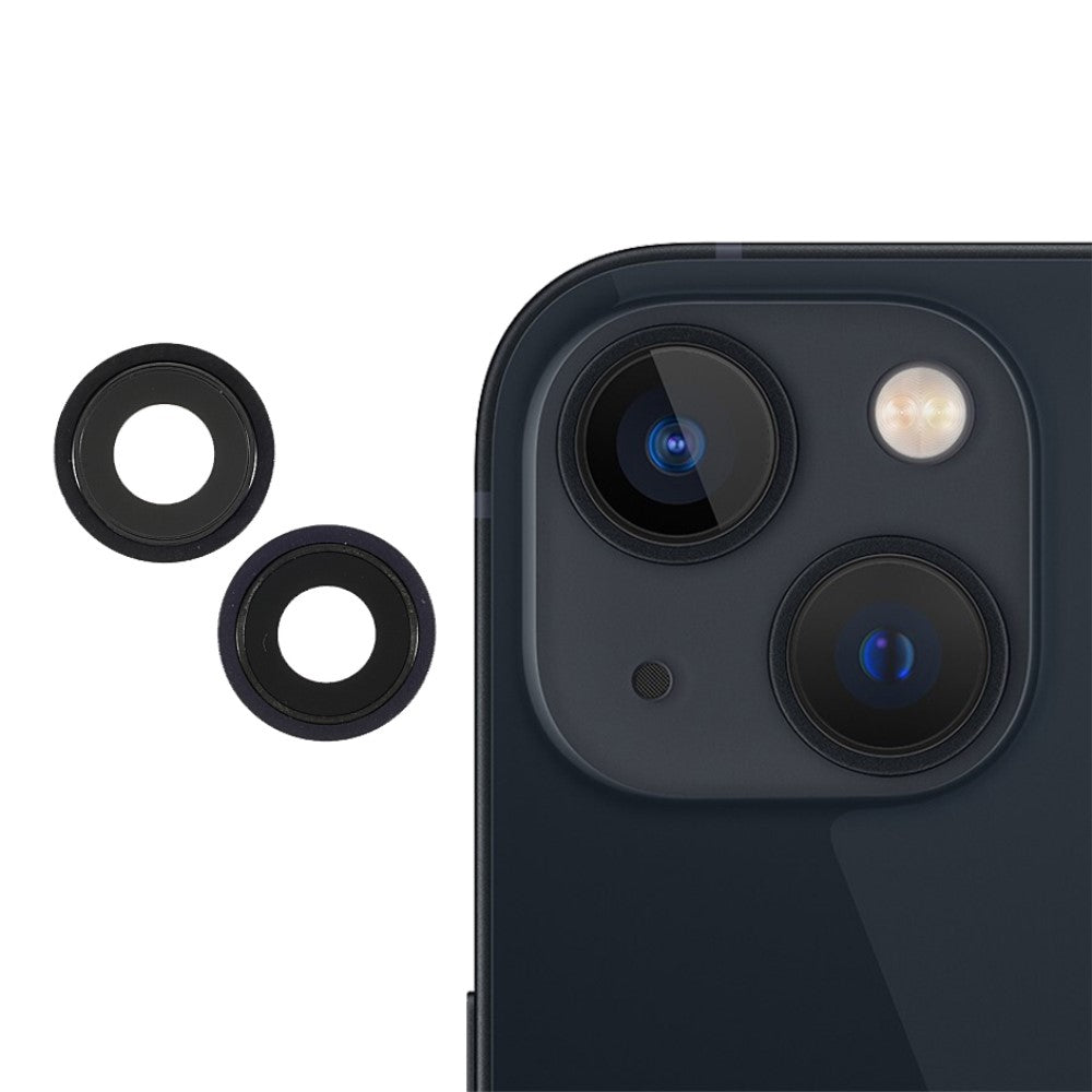 Couvercle d'objectif de caméra arrière (verre uniquement) Apple iPhone 13 / 13 Mini Noir