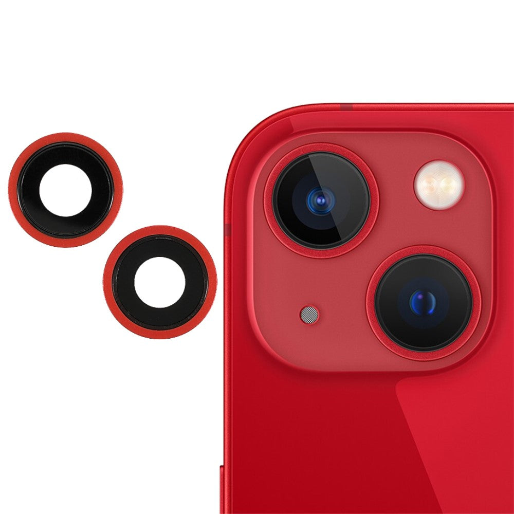 Couvercle d'objectif de caméra arrière (verre uniquement) Apple iPhone 13 / 13 Mini Rouge